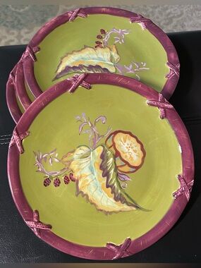 4- vintage Tracy Porter Papillon Collection 8” salad plates.